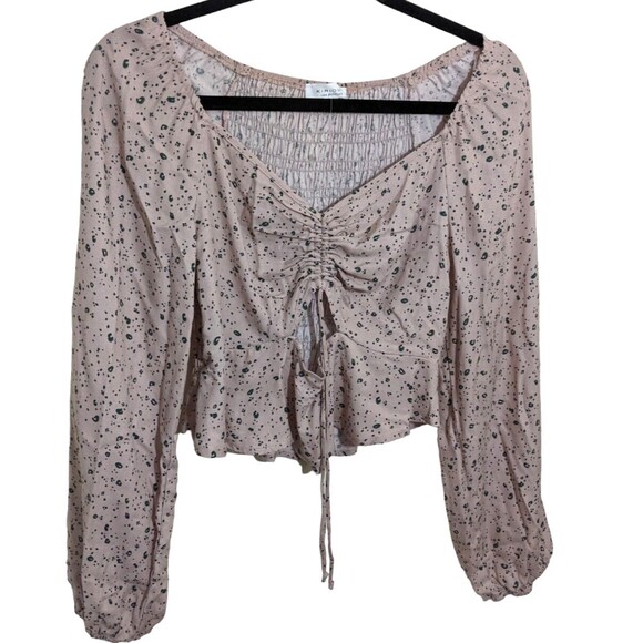 Kirious Los Angeles Top Cropped Ruched Cut Out Y2K Animal Print Smocked Medium - Picture 3 of 10